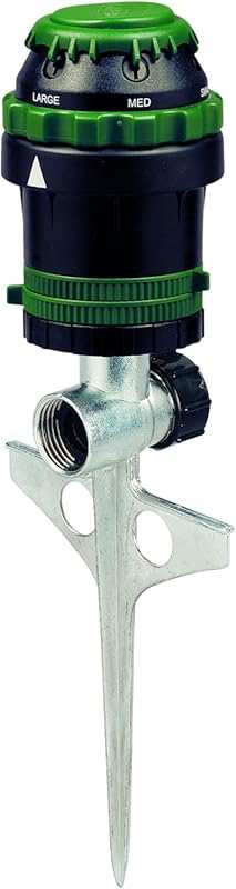 Gear-Drive Sprinkler on Metal T-Spike for Even Lawn Watering and Grass