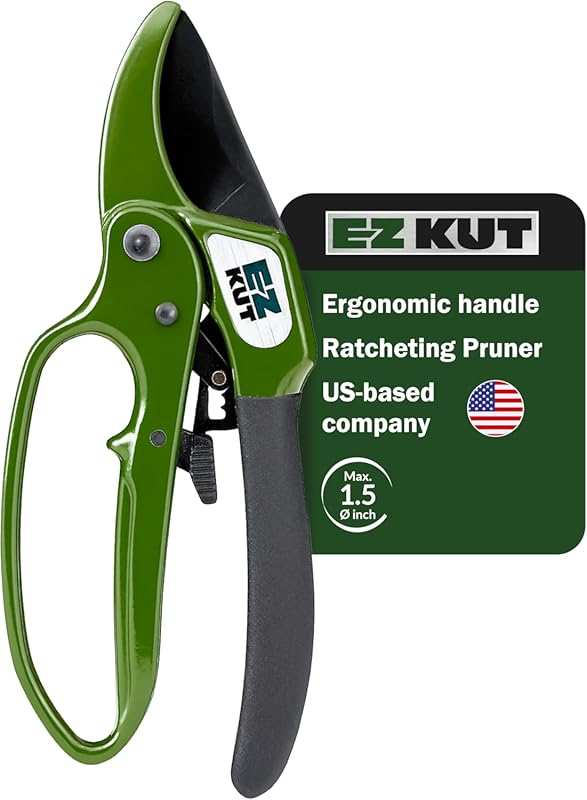 EZ Kut Green Ratcheting Anvil Pruning Shears: Durable Design for Power