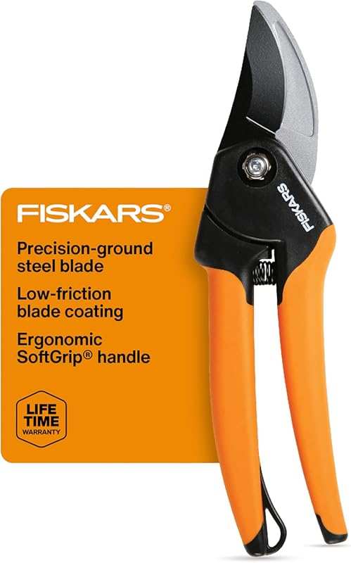 Fiskars Bypass Pruning Shears: SoftGrip, Sharp Rust-Resistant Blade wi