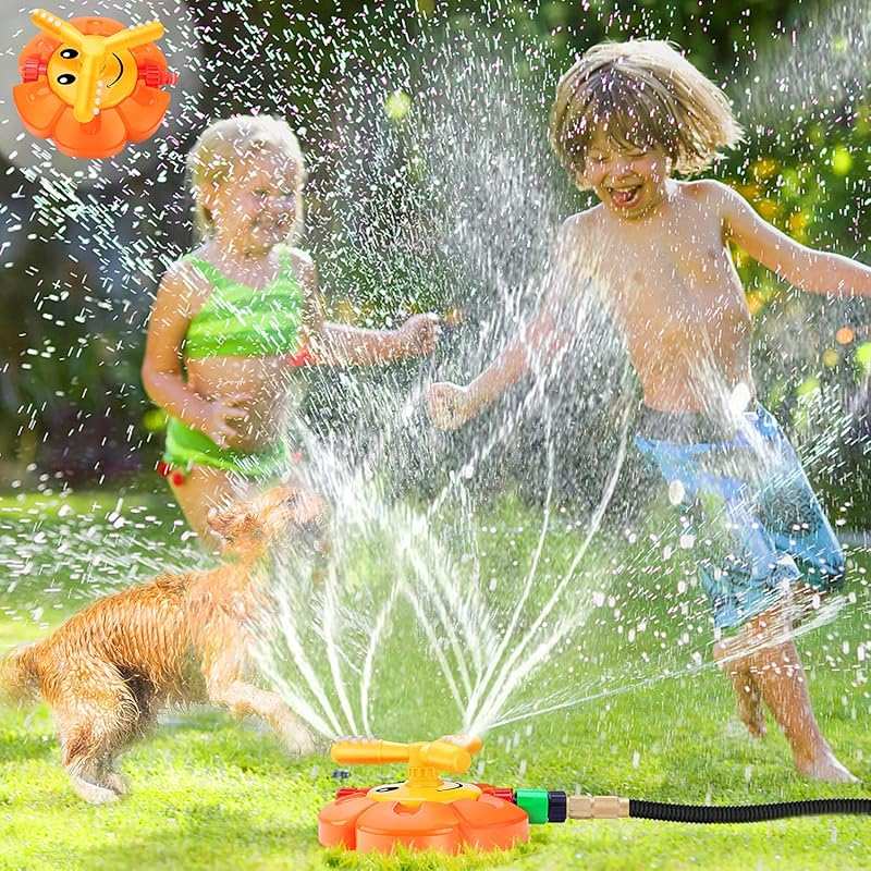 Rotating Sprinkler for Big Kids, Hose-Connected Outdoor Water Toy for 