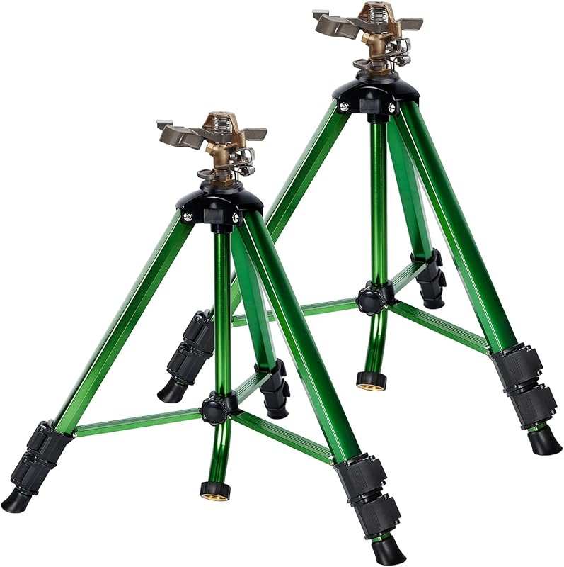 Biswing Impact Sprinkler with Tripod Base, 360-Degree Coverage for Lar
