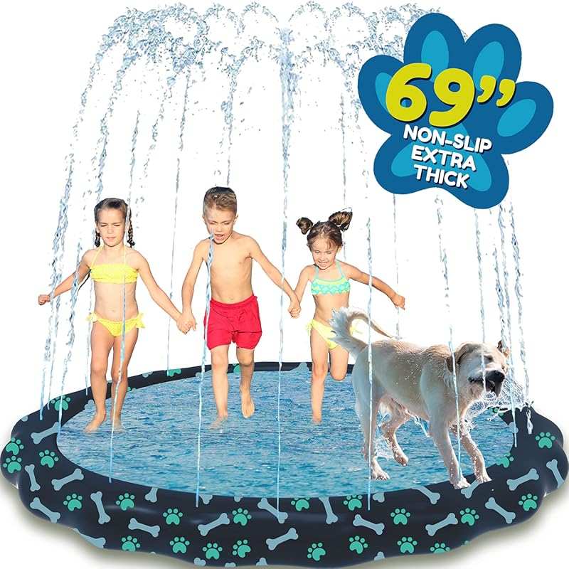 SplashEZ Non Slip Splash Pad for Kids & Dogs, 69’’ Extra Large Splash 