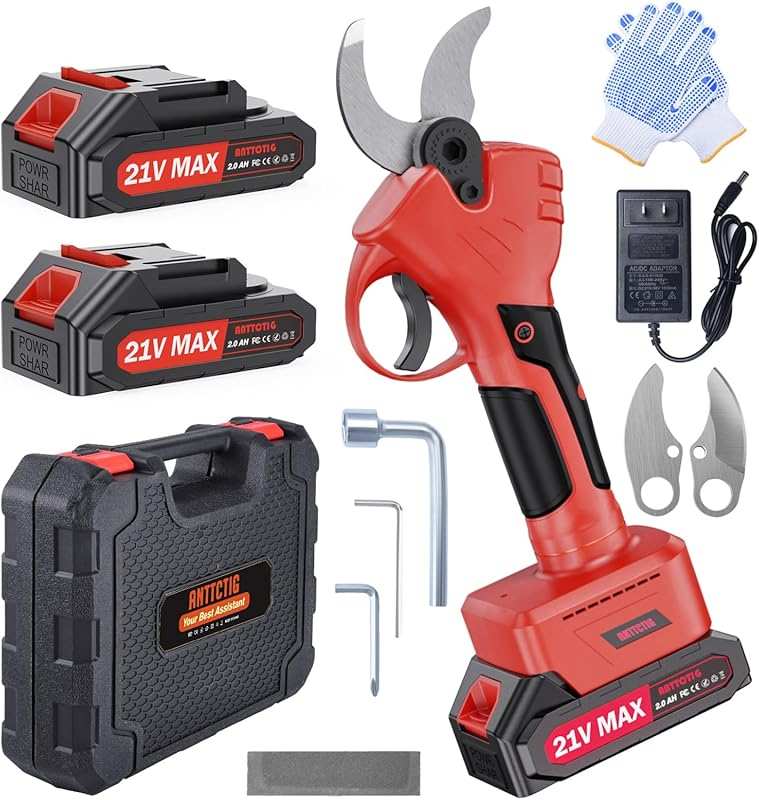 Cordless Electric Pruner: Powerful 1.6-Inch Cut, 2 Batteries, Replacem