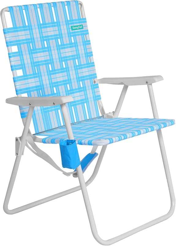 Tall Folding Webbed Chair for Adults – Durable Outdoor Beach and Lawn 