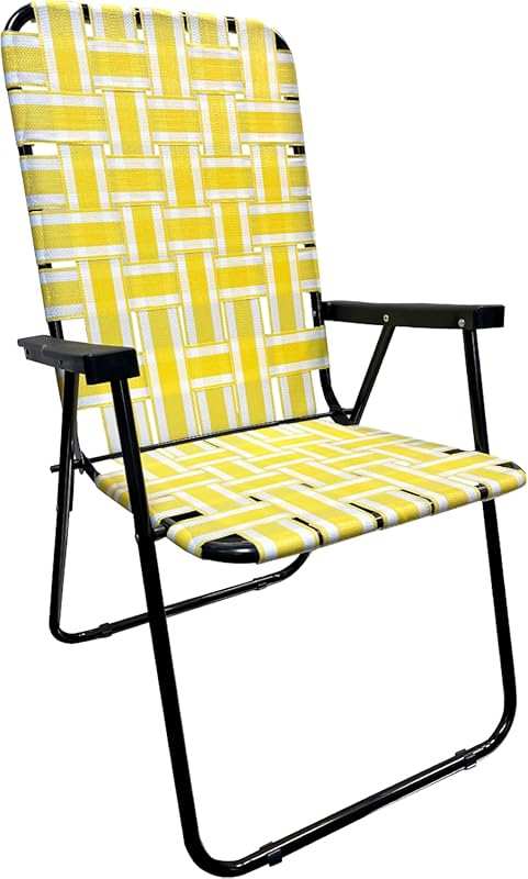 Lawn Chair Folding Steel Webbing Chaise Patio Lounger Seat Wood Handle