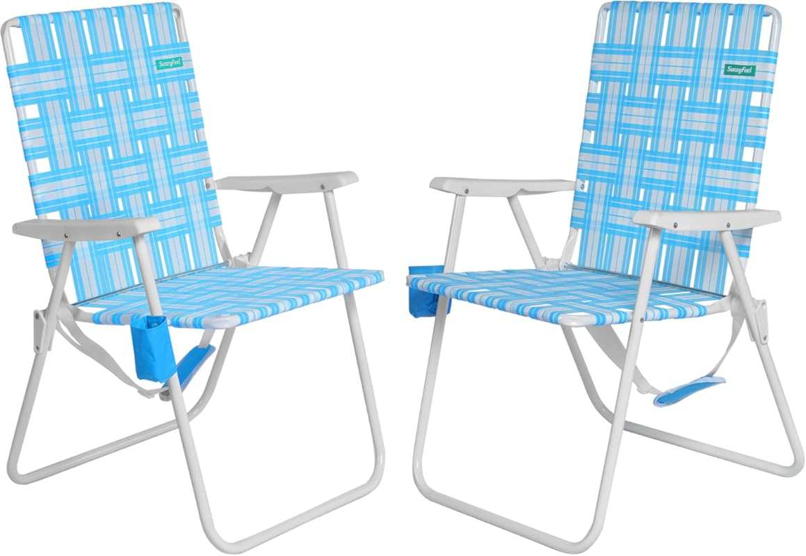 Two-Pack Tall Folding Webbed Chairs for Adults – Durable Outdoor Beach