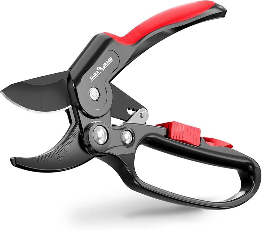 FLORA GUARD Ratchet Pruning Shears: Garden Clippers for Easy Pruning,