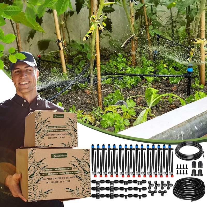 Complete Drip Irrigation Kit with Adjustable Emitters and Tubing for G