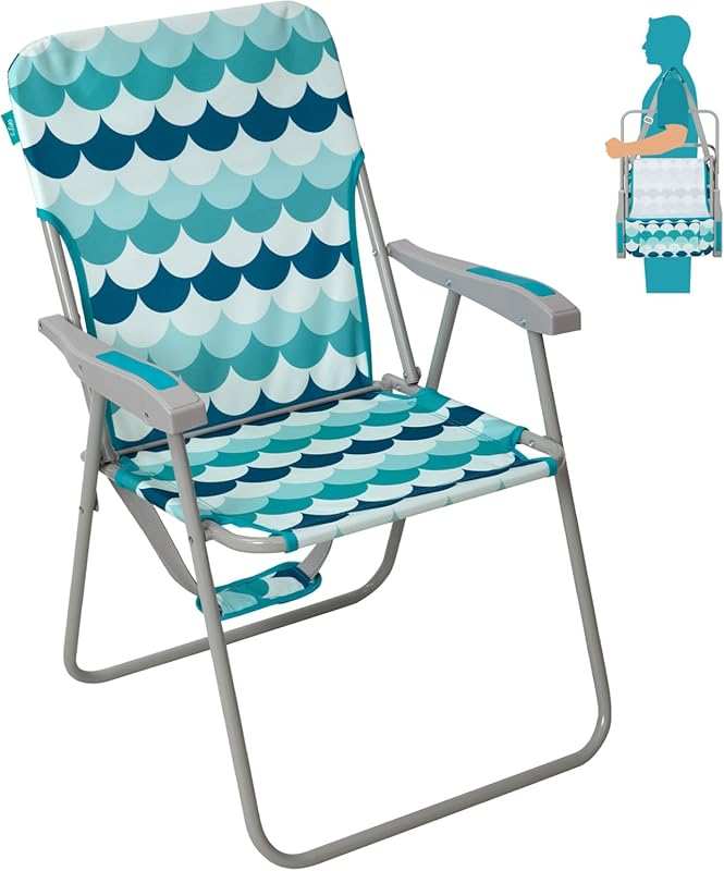 Folding High-Back Beach Chair for Adults – Lightweight, with Armrest a