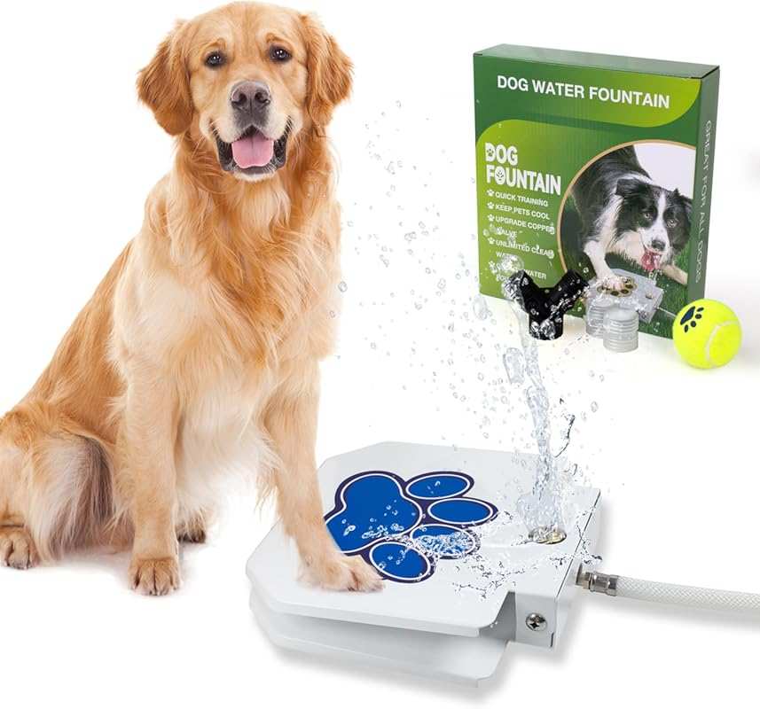 Paw-Activated Dog Water Sprinkler: Outdoor Fountain with Copper Valve 