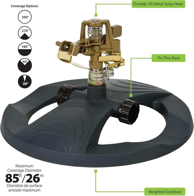 Melnor 65195AMZ Pulsating Lawn Sprinkler with Weighted Base- Adjustabl