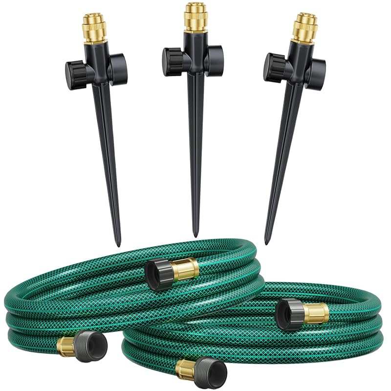 FANHAO Above Ground Irrigation Garden Sprinkler System, Metal Adjustab