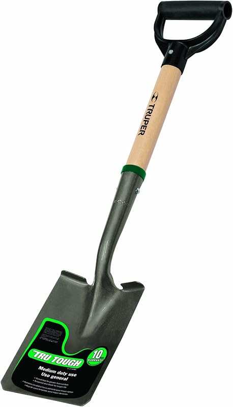 Truper 31197 Tru Tough 19-Inch Short D-Handle Square Point Shovel with