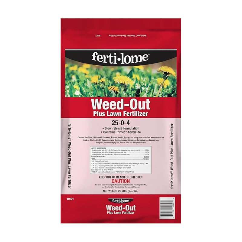 Fertilome 10921 Weed-Out Plus Lawn Fertilizer, 25-0-4 Formula for Weed