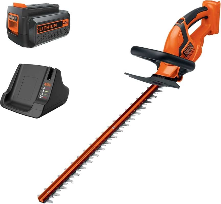 BLACK+DECKER 40V MAX Cordless Hedge Trimmer: 24-Inch Blade, Battery an