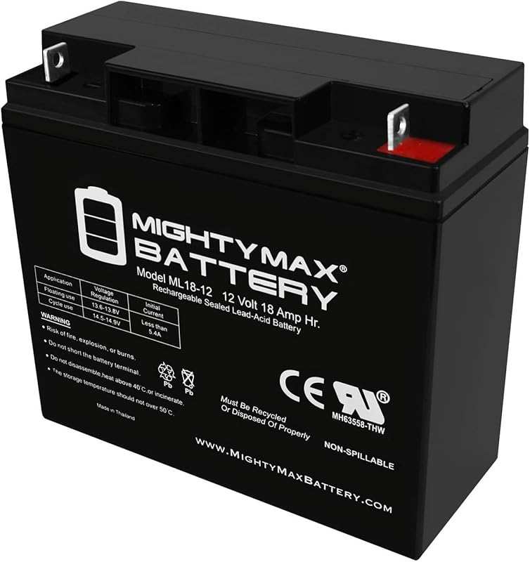 Mighty Max ML18-12: 12 Volt 18AH Rechargeable SLA AGM Battery with Nut