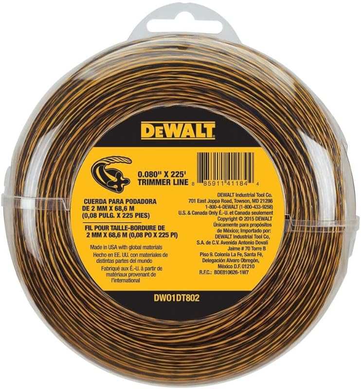 DEWALT Trimmer Line, 0.080-Inch Diameter, 225-Foot Spool for Weed Eate