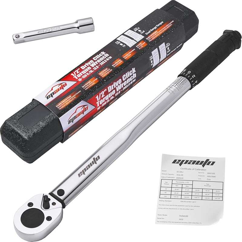 EPAuto 1/2-Inch Drive Click Torque Wrench: Accurate 10-150 ft/lb (13.6