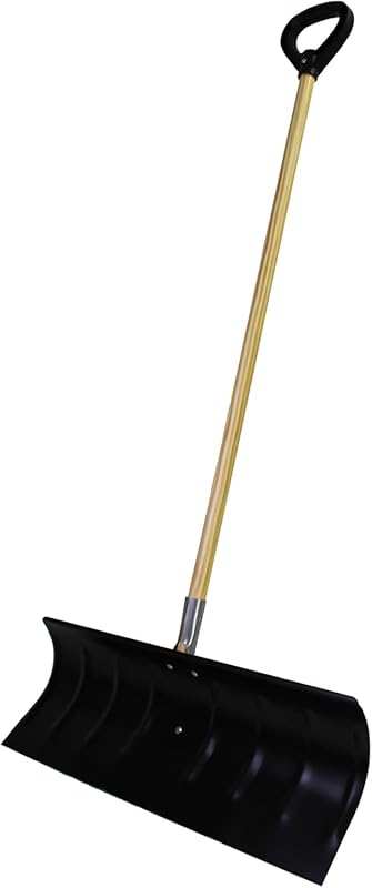 Bigfoot 25-Inch Coated Steel Snow Shovel Pusher with Wooden Handle