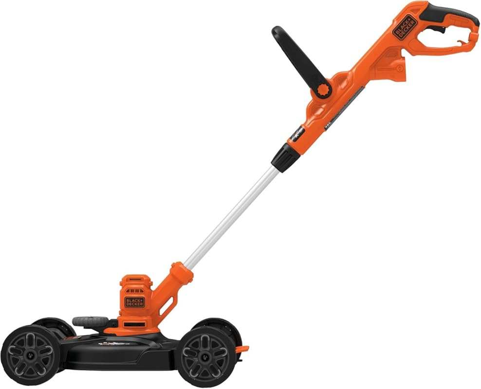 BLACK+DECKER 12-Inch Corded Electric 3-in-1 Lawn Mower, Weed Eater, an