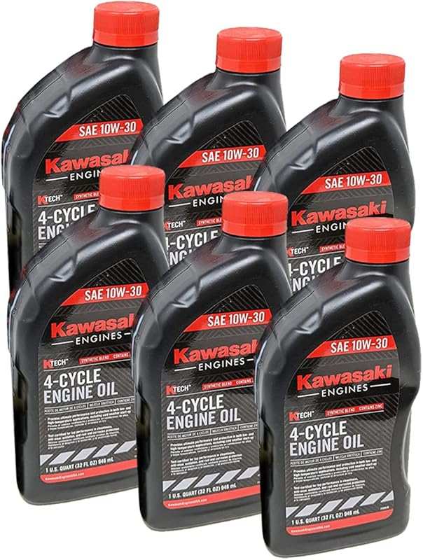 Kawasaki 10W-30 4-Cycle Engine Oil, Convenient 6-Quart Pack for Regula