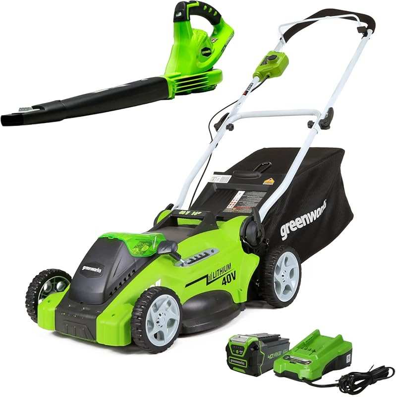 Greenworks 40V 16-Inch Cordless Electric Lawn Mower with Sweeper, Batt