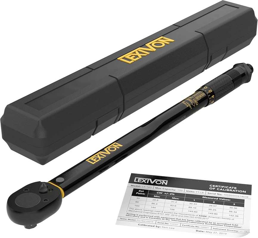 LEXIVON 1/2-Inch Drive Click Torque Wrench: Measures 10-150 Ft-Lb/13.6