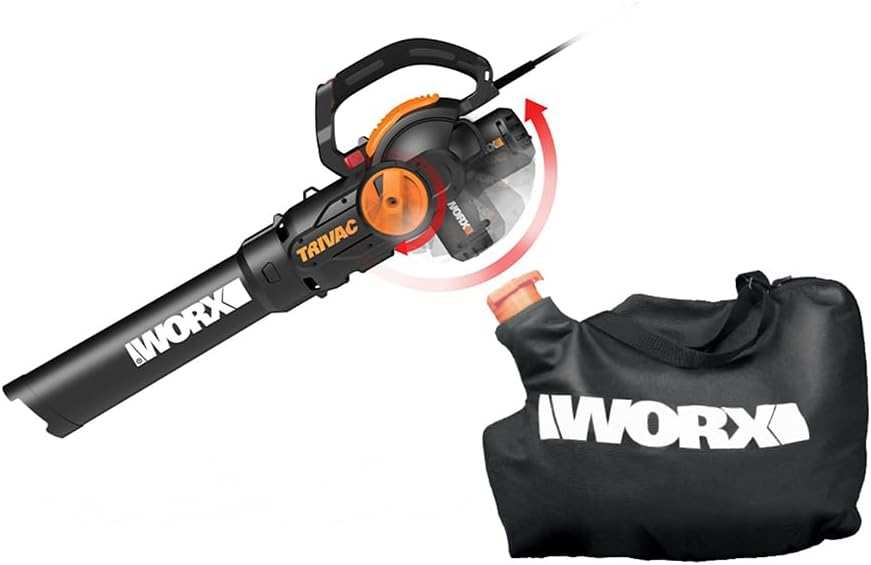 WORX WG512 Trivac 3-in-1 Electric Leaf Blower, Vacuum, and Mulcher for
