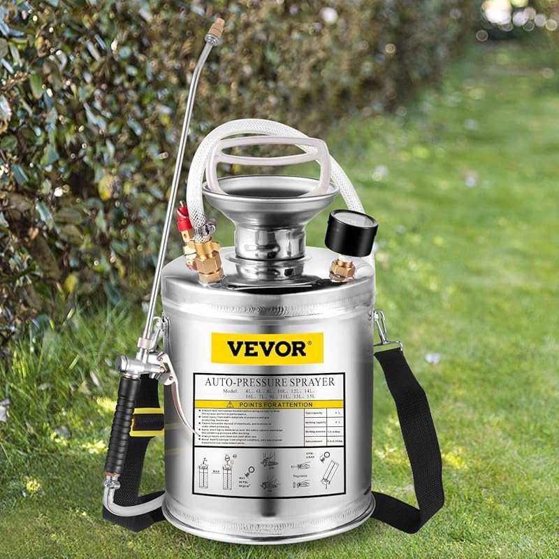 Happybuy 1 Gallon Stainless Steel Pump Sprayer with Pressure Gauge and