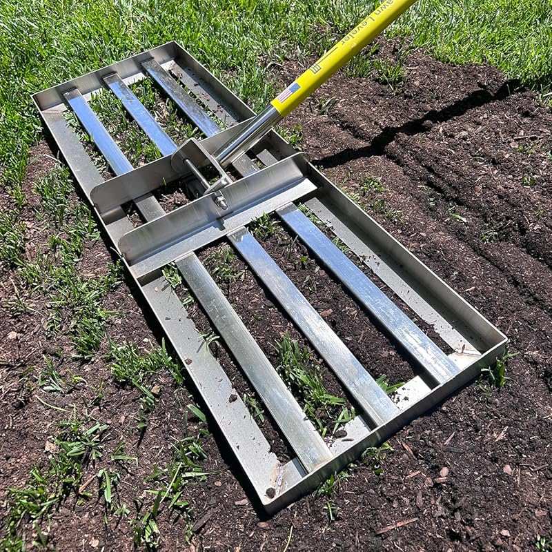 Rocklin™ Stainless Steel Lawn Leveling Rake: 30” x 10” Plate & 78” Lon