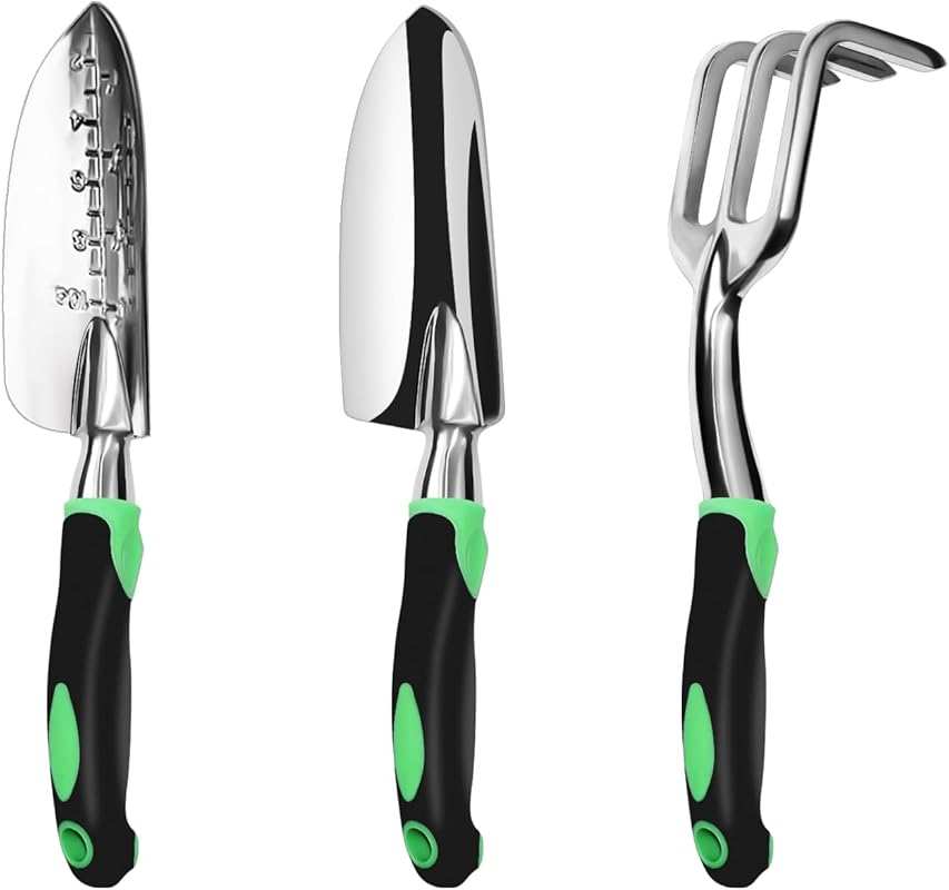 3-Pack Aluminum Heavy Duty Garden Tool Set with Ergonomic Non-Slip Han