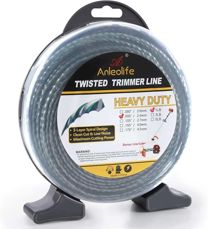 Anleolife Heavy Duty Twisted .095-inch Dual Core Spiral Trimmer Line D