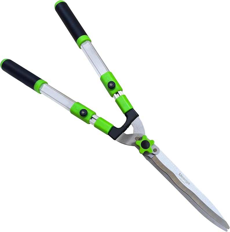 Professional Extendable Hedge Shears with Wavy Blade for Border Trimmi