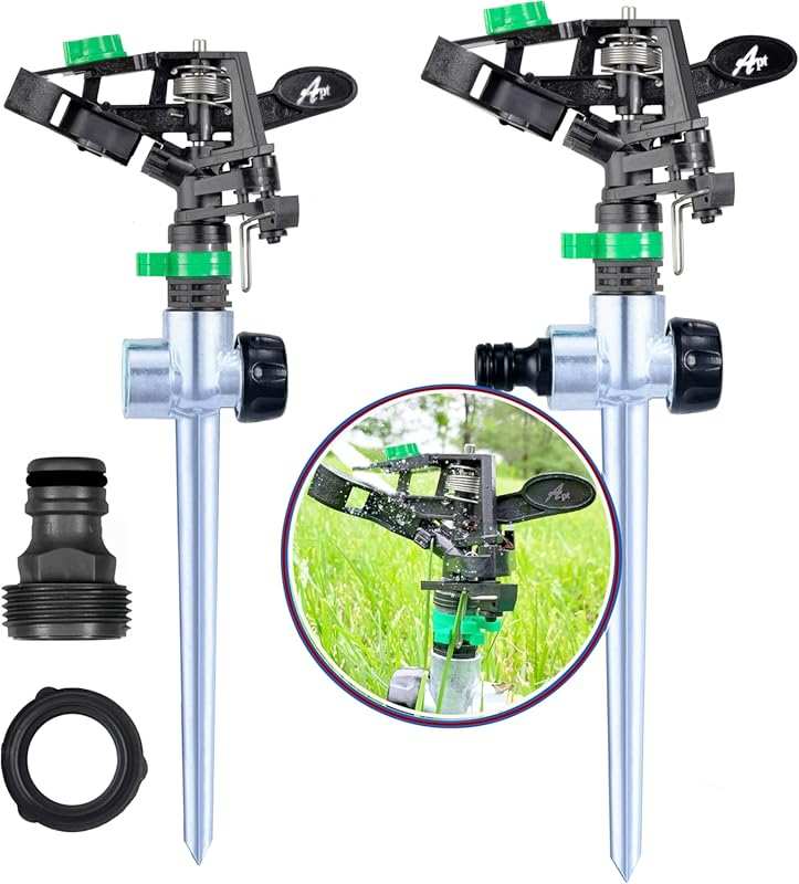 APT 2 Pack Pulsating Lawn Sprinklers: Adjustable Spray Coverage for Ya