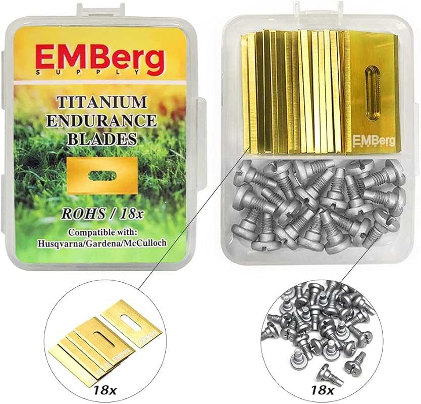 EMBerg Endurance 18-Pack Titanium Coated Blades for Husqvarna Robotic 