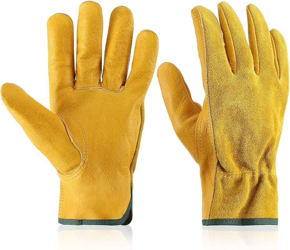 Patelai Leather Gardening Gloves for Women & Men - Thorn/Cut Proof, Br
