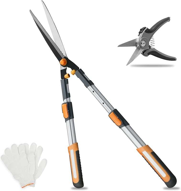 30-35 Inch Extendable Hedge Shears: Premium Set with Pruning Shears fo
