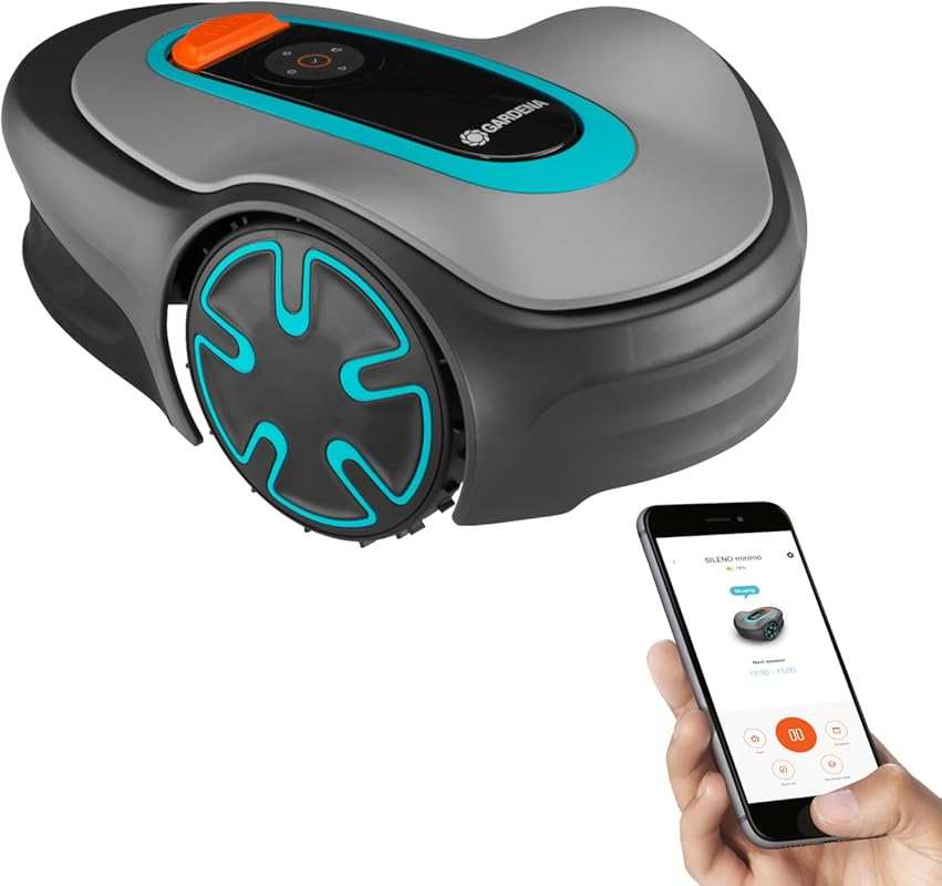 GARDENA SILENO Minimo Robotic Lawn Mower: Bluetooth App, for Lawns up 