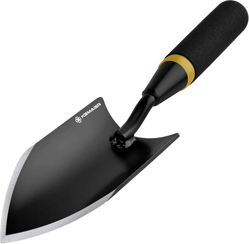 Heavy Duty Carbon Steel Gardening Trowel with Rubberized Handle: Ideal
