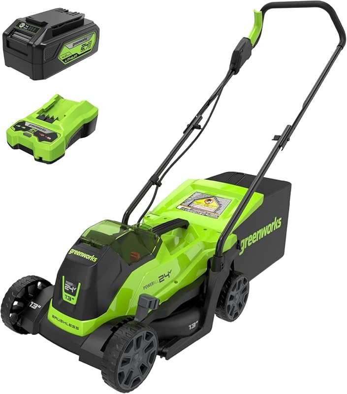 Greenworks 24V 13-Inch Brushless Cordless Lawn Mower with 4.0Ah Batter