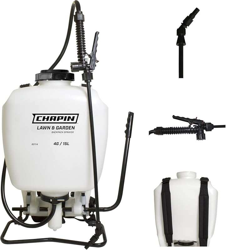 Chapin 60114 Backpack Sprayer: 4-Gallon Pump, Translucent Tank, 3-Stag