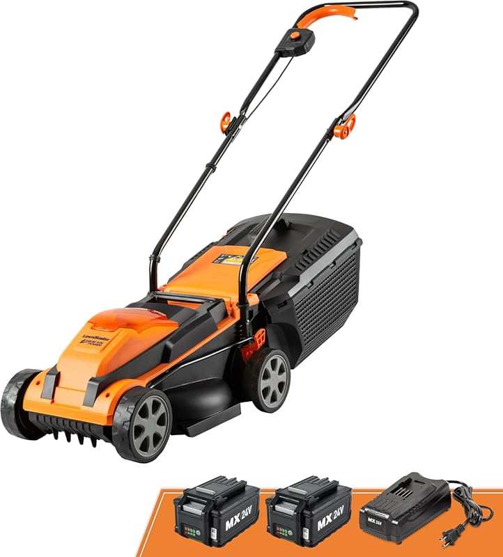 LawnMaster CLM2413A 24V Max 13-Inch Cordless Lawn Mower with Batteries