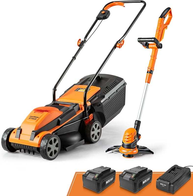 LawnMaster 20VMWGT 24V Max 13-inch Lawn Mower and Grass Trimmer 10-inc