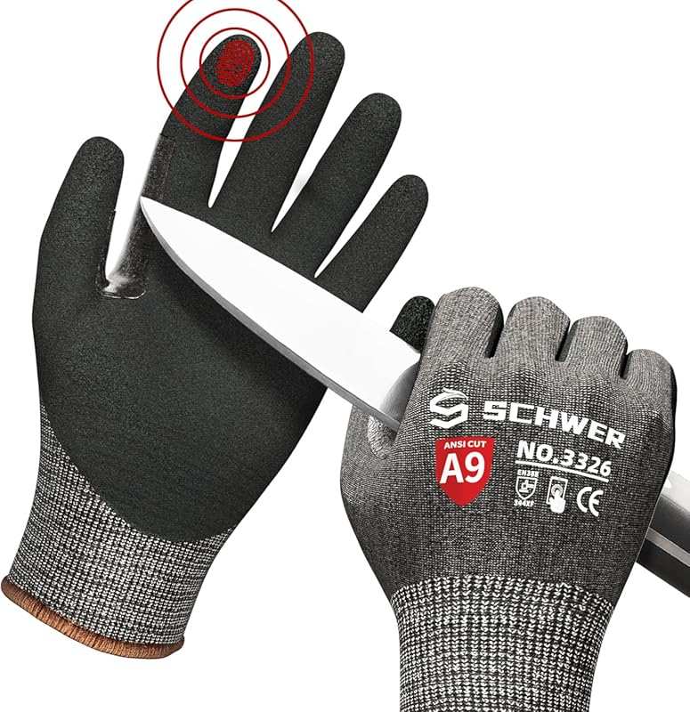 Schwer ProGuard PR3326 Extreme Cut Resistant Work Gloves, ANSI A9, Tou