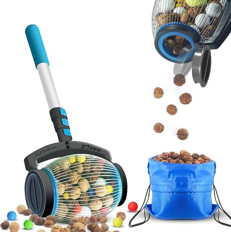 Zozen Nut Gatherer: Side Opening Dump Acorn & Pecan Picker Upper for S