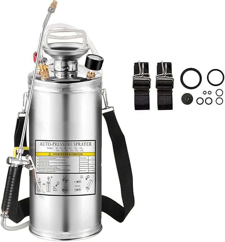 1.5 Gallon Stainless Steel Pump Sprayer with Pressure Gauge and Adjust