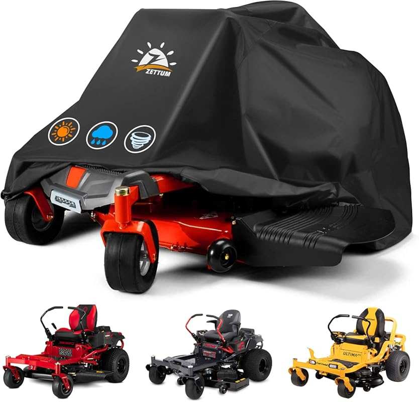 Zettum 600D Heavy-Duty Waterproof Zero Turn Mower Cover with Storage B