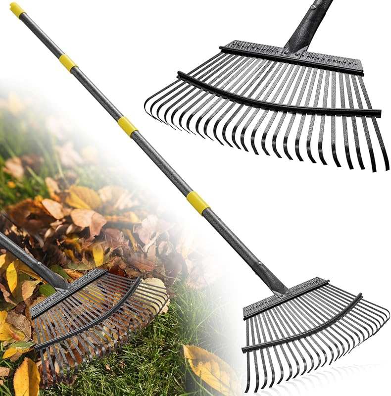 Heavy Duty Metal Leaf Rake for Yard Cleanup: 18