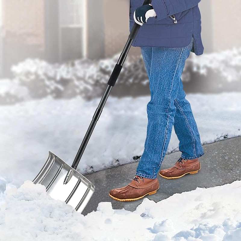 Heavy Duty Aluminum Snow Pusher Shovel: 53/66 Inch Extendable for Driv