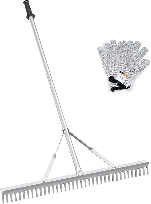 36 Inch Landscape Rake with 67 Inch Handle for Lawn, Yard, and Beach C